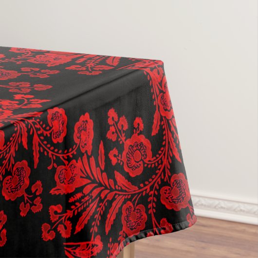 Elegant Floral Black en Red  Tafelkleed (Voorbeeld)