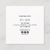 Elegant Floral Black en White minimalist Vierkante Visitekaartje (Achterkant)