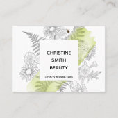 Elegant Floral Black en White Salon Loyalty Card Visitekaartje (Voorkant)
