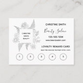 Elegant Floral Black en White Salon Loyalty Card Visitekaartje (Achterkant)