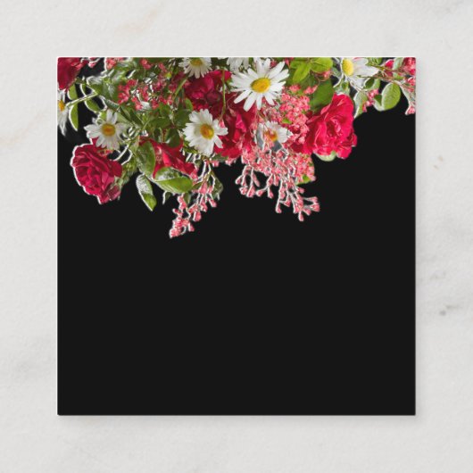 Elegant Floral Black Flower Photo Enclosure Card Informatiekaartje (Achterkant)