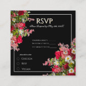 Elegant Floral Black Flower Photo Enclosure Card Informatiekaartje (Voorkant)