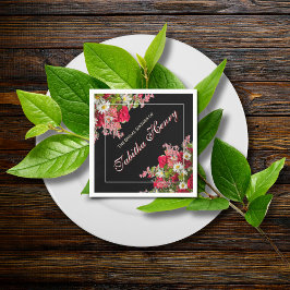 Elegant Floral Black Flower Photo Servet