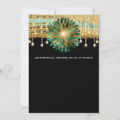 Elegant Floral Black Gold blauwgroen blue trouwfee Kaart (Achterkant)