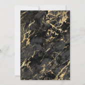 Elegant Floral Black Gold Marble Wedding Kaart (Achterkant)