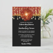 Elegant Floral Black Gold Red bruiloft Kaart (Staand voorkant)