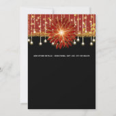 Elegant Floral Black Gold Red bruiloft Kaart (Achterkant)