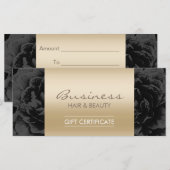 Elegant Floral Black Gold Salon Cadeaubonnen (Voorkant / Achterkant)