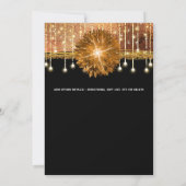 Elegant Floral Black Gold tijdens de bruiloft Kaart (Achterkant)