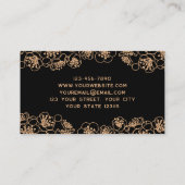 Elegant Floral Black Gold Visitekaartje (Achterkant)