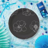 Elegant  floral Black Papieren Bordje (Feest)