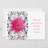 Elegant Floral Black Pink Daisy Wedding Kaart (Achterkant)