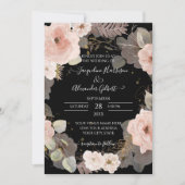 Elegant Floral Black Roos Gold Eucalyptus Leaf (Voorkant)