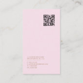 Elegant Floral Black Visitekaartje met QR-code (Achterkant)