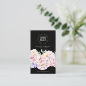 Elegant Floral Black Visitekaartje met QR-code (Staand voorkant)