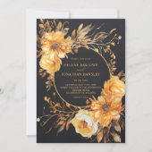 Elegant Floral Black Wedding Kaart (Voorkant)