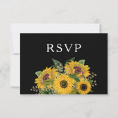 Elegant Floral Black Wedding RSVP Kaartje (Achterkant)