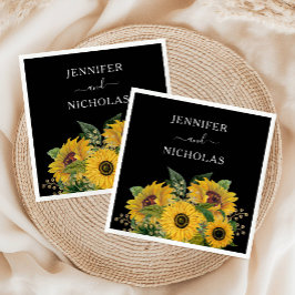 Elegant Floral Black Wedding Servet