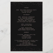 Elegant Floral Black Wedding Welcome Itinerary (Achterkant)