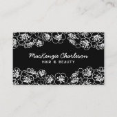 Elegant Floral Black White Visitekaartje (Voorkant)