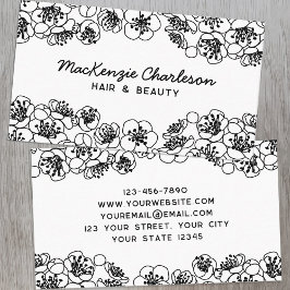 Elegant Floral Black White Visitekaartje