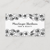 Elegant Floral Black White Visitekaartje (Voorkant)