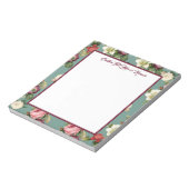 Elegant  Floral Blauwgroen Maroon Gepersonaliseerd Notitieblok (Linkerzijde)
