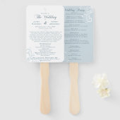 Elegant Floral Bleek Light Blue Wedding Programme Handwaaier (Voorkant en achterkant)