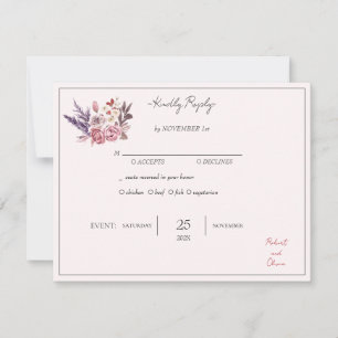 "Elegant Floral Bliss RSVP - Robert & Olivia" Kaart