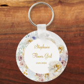 Elegant Floral Bloemenmeisje Wedding Gift Sleutelh Sleutelhanger (Voorkant)