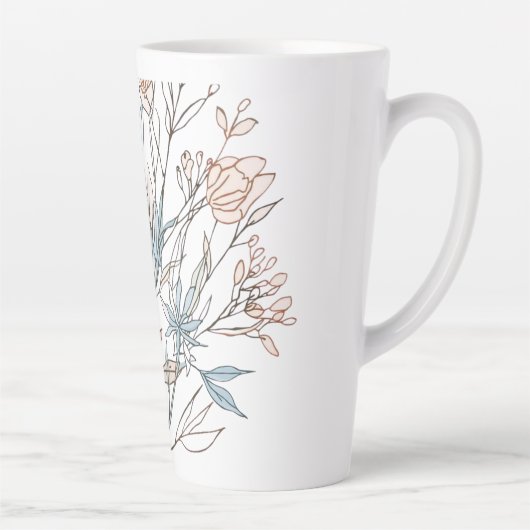 Elegant Floral Bloom Art | Modern Botanical Flower Latte Mok (Rechts)
