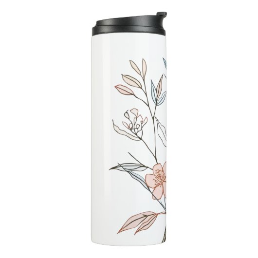 Elegant Floral Bloom Art | Modern Botanical Flower Thermosbeker (Gedraaid links)