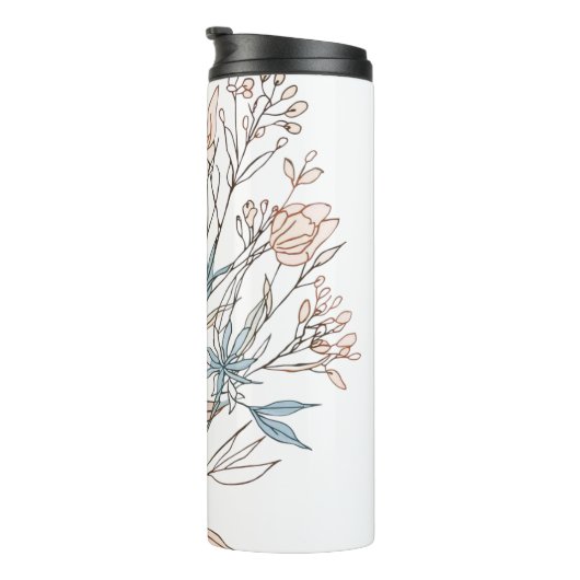 Elegant Floral Bloom Art | Modern Botanical Flower Thermosbeker (Geroteerd rechts)