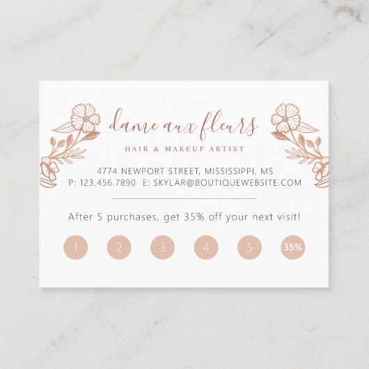 Elegant Floral Blooming Beauty Woman Logo Roze Klantenkaartje (Achterkant)