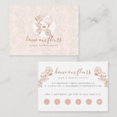 Elegant Floral Blooming Beauty Woman Logo Roze Klantenkaartje (Voorkant / Achterkant)