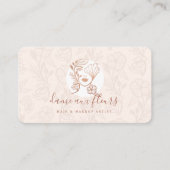 Elegant Floral Blooming Beauty Woman Logo Roze Visitekaartje (Voorkant)