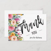Elegant Floral Blooms Bouquet Flat Hartelijk dank Bedankkaart (Voorkant / Achterkant)
