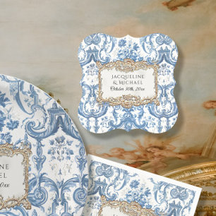 Elegant  Floral Blue and White Gold Bridal Kartonnen Onderzetters