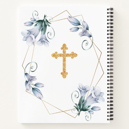 Elegant Floral Blue Boy Baptism Guest Book Notitieboek (Achterkant)