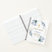 Elegant Floral Blue Boy Baptism Guest Book Notitieboek (Binnen)