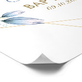 Elegant Floral Blue Boy Baptism Welkom Poster (Hoek)