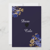 Elegant Floral Blue & Brown Waterverf Wedding Kaart (Achterkant)