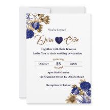 Elegant Floral Blue & Brown Waterverf Wedding