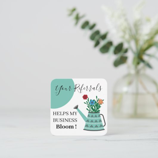 Elegant Floral Blue Business Aanbevelingskaartje (Staand voorkant)