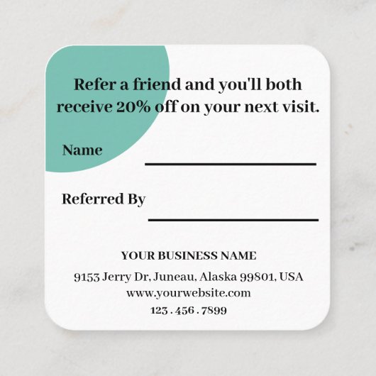 Elegant Floral Blue Business Aanbevelingskaartje (Achterkant)