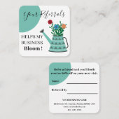 Elegant Floral Blue Business Aanbevelingskaartje (Voorkant / Achterkant)