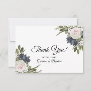 Elegant Floral Blue Flowers Weddenschap Hartelijk Bedankkaart