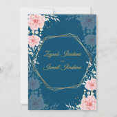 Elegant Floral Blue Gold Islamic Muslim Wedding Kaart (Achterkant)