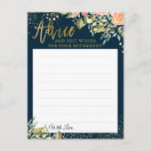 Elegant Floral Blue Gold Retirement Advice Kaart (Voorkant)