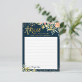 Elegant Floral Blue Gold Retirement Advice Kaart (Staand voorkant)